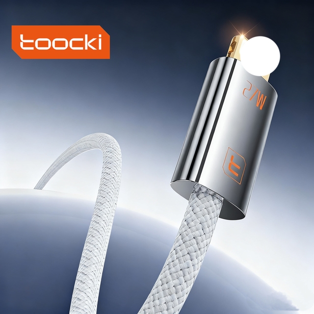 Toocki Premium 27W PD Charging Cable with 480Mbps Data Sync Reinforced Braided Nylon Design for IOS and Office/Desktop Use