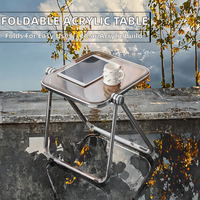Table d'appoint pliable en acrylique transparent pour le camping et la salle de séjour
