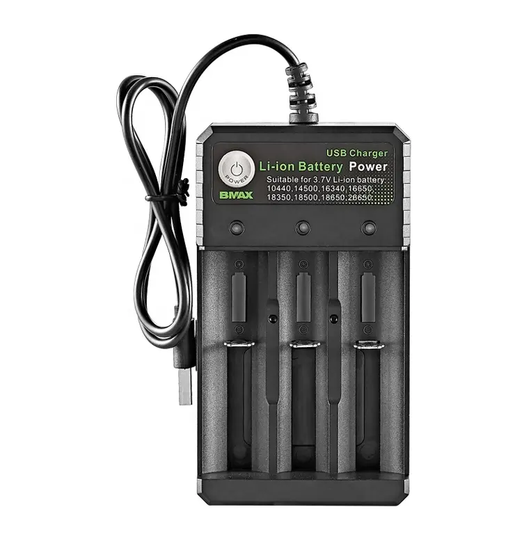 Lithium ion Battery Smart Charger with Universal USB port for 18350 18500 18650 26650 18650 cell 3 Slots Li ion Battery Charger