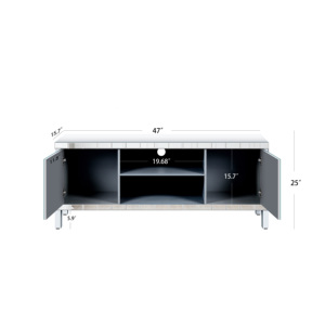 Mirror TV Media Console 47 Inch Diamond Glass Doors Dual Door <b>Open</b> <b>Storage</b> Space Compatible With 50 Inch - Product Image 5
