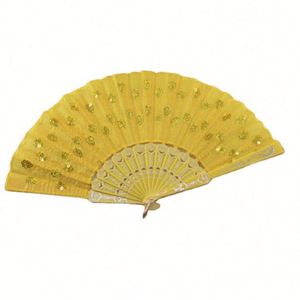 Plastic Folding Hand Fan Spanish Embroidery <b>Sequin</b> Hand Fan for Decoration - Product Image 1