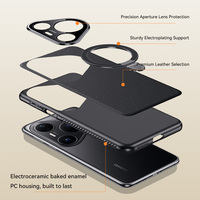 Étui de téléphone en cuir avec anneau métallique et support de sable pour Huawei Pura 70 Ultra/P70 Pro+ /Pura 80 Ultra/P80 Pro+ Refroidissement par glace magnétique
