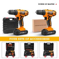 Ensemble de perceuse électrique sans fil 12V 16.8V 21V, perceuse à 2 vitesses avec accessoires, outils électriques portables pour projets de bricolage à domicile