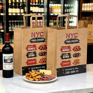 Bolsas de Papel Kraft para Botellas de Vino, Impresas Personalizadas, Desechables, Ecológicas, Biodegradables, Reciclables, de Grado Alimenticio, con Asas Planas - Product Image 4