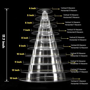 10-Tier PVC PET Macaron kule ekran standı desen Blister tutucu için parti için kek suşi erişte sandviç gıda sunumu - Product Image 3