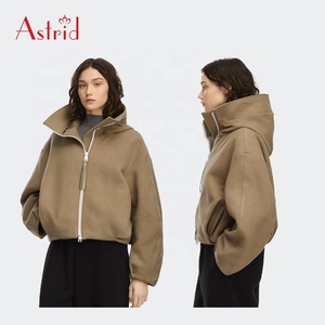 <span class=keywords><strong>Veste</strong></span> Courte Décontractée pour <span class=keywords><strong>Femme</strong></span>, Style Bureau, en Mélange de <span class=keywords><strong>Laine</strong></span>, avec Fermeture Éclair et Capuche, Vente en Gros - Product Image 6