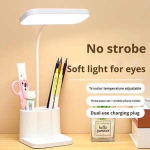 Support de stylo multifonctionnel à LED rechargeable tricolore avec indicateur de température, lampe de bureau alimentée par batterie pour l'étude - Product Image 1