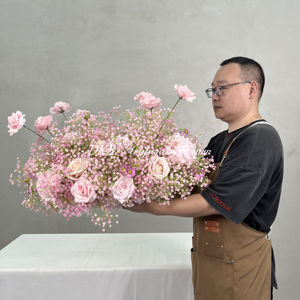 Arrangements floraux d'allée en soie personnalisés décorations d'allée de mariage fleurs disposition de scène de mariage allée de fleurs de fiançailles - Product Image 5