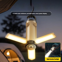 Lampe de camping portable à LED latérale à 3 feuilles, rechargeable, 6 modes, à suspendre, pour l'extérieur, la plus vendue