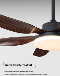 Lámpara de Techo Nórdica de Madera de 54 Pulgadas con 6 Aspas Rectas, Nueva, con LED, para Sala de Estar, Comedor Interior, con Ventilador - Product Image 4
