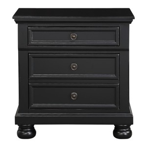 Black Finish Nightstand With Hidden <b>Drawer</b> Casual Transitional Bed <b>Side</b> Table - Product Image 2