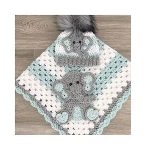 Tay <span class=keywords><strong>Crochet</strong></span> siêu tình yêu voi mô hình bé Beanie và chăn quà tặng bộ mềm mại và thoải mái Chất liệu cotton - Product Image 1