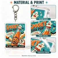 Porte-clés personnalisé en acrylique, breloque fantaisie double face en acrylique transparent, motif monstre soda pop et brownie, vente en gros