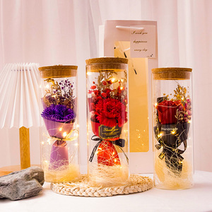 Cristal de flor fresca preservada de Rosa estrellada con luces botella de deseos tienda de oro regalo del Día de San Valentín novia novias - Product Image 4