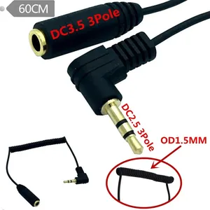 Cable de extensión retráctil de 90 grados de ángulo recto de 2,5mm a 3,5mm, Cable de Audio para teléfono móvil, ordenador, tableta, altavoz