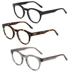 2024 Modische Premium-Acetat-Brillenrahmen übergroße Luxus-Mode Herren Damen runde retro-optische Brille