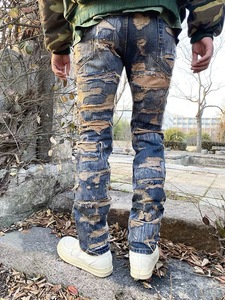 DiZNEW Personalized Customization Men's <strong>Jeans</strong> Messy <strong>Needle</strong> <strong>and</strong> Ripped <strong>Jeans</strong> Washed <strong>Jeans</strong> - Product Image 2