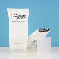 Tube cosmétique PE plat de 120 ml, imprimé sérigraphié, avec applicateur brosse pour teinture capillaire et soin du cuir chevelu, emballage pour produits capillaires