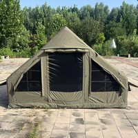 Tente de camping gonflable d'extérieur vert foncé 1 pièce Oxford imperméable 6.3 ㎡   Tente Safari à 2 Portes en Gros, Tente Gonflable pour Maison