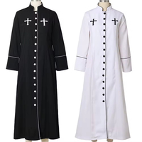 Robe de Soutane Romaine Adulte pour Clergé d'Église, Costume de Prêtre, Toge, Pantalon et Col Droit pour Costumes d'Été, de Noël ou de Films/Séries