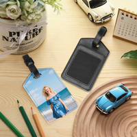 Étiquette de bagage en cuir PU personnalisable par sublimation, design sur mesure, transfert thermique