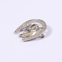 Broche en alliage de zinc de haute qualité, pas cher, avec strass blancs en forme de tête de cheval