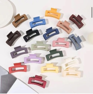 Pinzas de Pelo Rectangulares Mate con Diseño Hueco, 5 Colores, Pinzas Grandes de Plástico de Color Sólido Antideslizantes para Mujeres, para Peinados Diarios - Product Image 2
