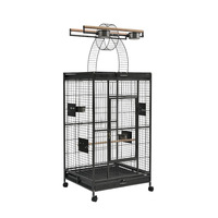 Grande cage à perroquets en tube d'acier, cage d'élevage pour oiseaux avec étagère de rangement et roulettes