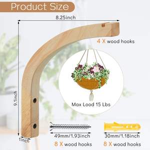 Crochet mural pour plantes Crochets de suspension en bois Crochet mural pour plantes Supports d'intérieur et d'extérieur (couleur bois) - Product Image 6