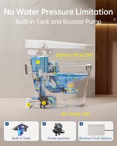 <span class=keywords><strong>Toilette</strong></span> intelligente avec bidet, réservoir avec protection en mousse, chasse d'eau automatique double, siège chauffant, sécheur à air, moderne, japonaise, monobloc en céramique - Product Image 2
