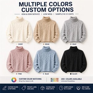 Pull en tricot torsadé à col montant pour femme, à manches longues, épais - Product Image 4