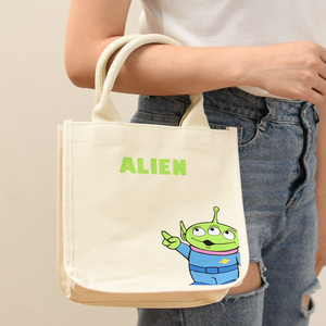 Venta al por mayor de logotipo impreso personalizado reutilizable Vertical comestibles lona hombro bolsos de mano - Product Image 6
