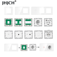 Interrupteur mural personnalisable de haute qualité en verre blanc DIY, 1, 2, 3 ou 4 modules, multiprise UE/UK avec USB Type C, combinaison libre