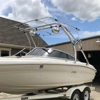 OTB76 baja tahan karat di atas menara Bimini atas perahu Wakeboard menara Bimini atas kanvas hitam