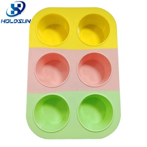Moule à muffins en silicone arc-en-ciel à 6 cavités antiadhésif résistant à la chaleur <span class=keywords><strong>cuisine</strong></span> cuisson outils à gâteaux ronds - Product Image 1