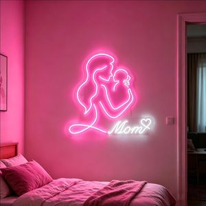 En stock, enseigne au néon pour la fête des mères, LED 20 pouces, maman et bébé, joyeuse fête des mères, enseignes au néon pour décoration murale, cadeau, enseignes au néon personnalisées - Product Image 3