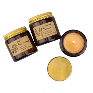 Glass Candle Jar <b>Clear</b> Luxury Custom Amber Glass Candle Jars With Metal Lids for Candles - Product Image 3