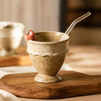 Mug en céramique 3D en forme de cône de crème glacée, fait main, effet moucheté vintage, avec piédestal décoratif en forme de pomme, pour latte
