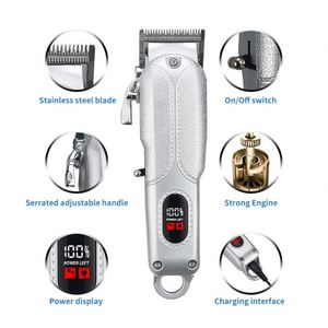 OEM ODM Silver <b>Barber</b> Hair Clippers Trimmer <b>Set</b> Electric Hair Cutting Machine Kit with Box Ideal Gifts for Male - Product Image 5