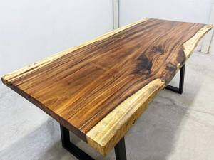 <span class=keywords><strong>Bespoke</strong></span> sang trọng sống cạnh tự nhiên quả óc chó/samanea saman Bàn Ăn Hiện Đại sàn Gỗ Phòng Bếp bảng - Product Image 2