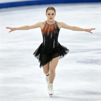 Robe de patinage et de danse pour enfants et adultes, dégradé noir-orange, col halter, sans manches, dos orné de strass, pour compétition et spectacle de patinage artistique