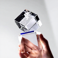 Cube magique en cristal K9 transparent, gravé au laser à l'intérieur, poli, étanche, bloc carré, cube créatif, médaille, trophée pour entreprise