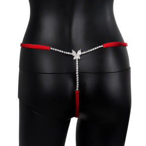 Tangas personalizadas con dijes 2023, lencería Sexy para mujer, bragas de mariposa, tangas de cristal abiertas diarias con Tanga de diamantes - Product Image 5
