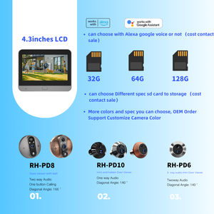 Tuya 2.4G Wi-Fi không dây cửa trước lổ nhìn trộm máy ảnh 4.3 'lcd màn hình 3MP HD IR tầm nhìn ban đêm 5000mAh Doorphone IR tầm nhìn ban đêm - Product Image 6