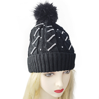 Bonnet en tricot acrylique personnalisé avec strass scintillants, rayé, unisexe, pour l'automne et l'hiver, idéal pour les voyages, taille ajustable