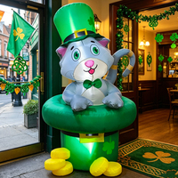 Decorazioni LED da Giardino a Forma di Gattino con Cappello Verde per San Patrizio, Giocattolo Gonfiabile a Forma di Quadrifoglio, Vendita Diretta dalla Fabbrica
