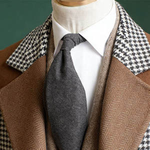 Winter Hot Selling Items <strong>Black</strong> White <strong>Men's</strong> 100% Wool Long <strong>Overcoat</strong> Double-Breasted Woven Texture <strong>Men's</strong> Wool <strong>Overcoat</strong> - Product Image 3