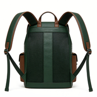 Sac à dos en cuir PU imperméable de style vintage avec fermeture à rabat et design multi-poches pour les voyages quotidiens, le travail, la mode et les tenues habillées