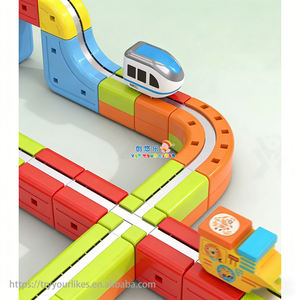 चुंबकीय मोनोरेल ट्रैक सेट कार स्टेम बिल्डिंग ब्लॉक, बच्चों के लिए रंगीन मेगानेट टाइलखिलौने रेल टाइल्स - Product Image 4