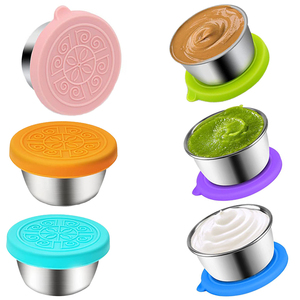 Conteneur à sauce pour salade en acier inoxydable 304 étanche <span class=keywords><strong>avec</strong></span> couvercle Petits gobelets à sauce pour le déjeuner Conteneurs à sauce métalliques - Product Image 1